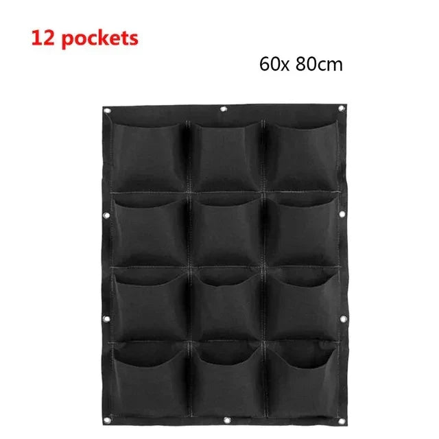 Vertical Plant Pocket for Wall Mounting | Green/Black | 2–12 Compartments