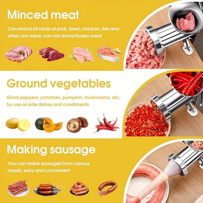 Manual Meat Grinder and Chopper | Stainless Steel | Sturdy Table Clamp