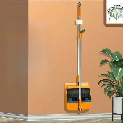 Compact Broom and Dustpan Set with Hair Removal and Foldable Design