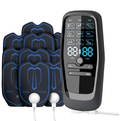 Muscle Stimulator with Rechargeable TENS & EMS – 6 Modes, 19 Intensities, 4 Electrode Pads