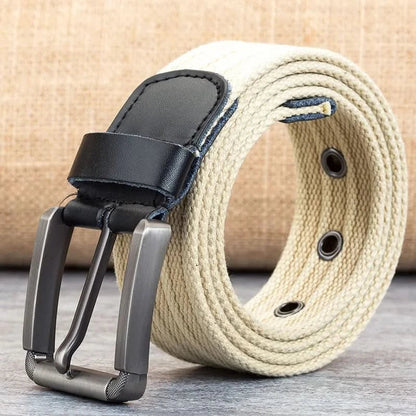 Adjustable Casual Striped Waistband Canvas Belt for Men