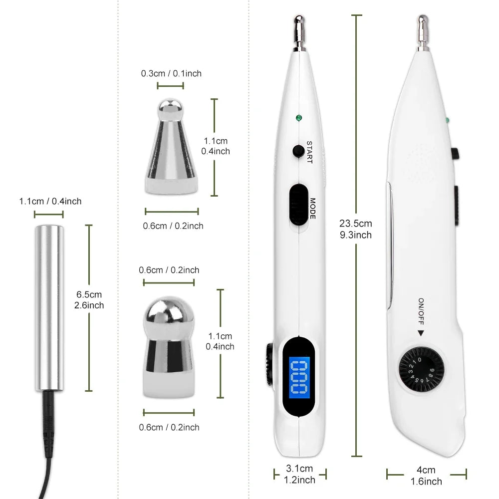 Rechargeable Massage Pen with 9 Intensity Settings, Audio Alert, 2 Probes