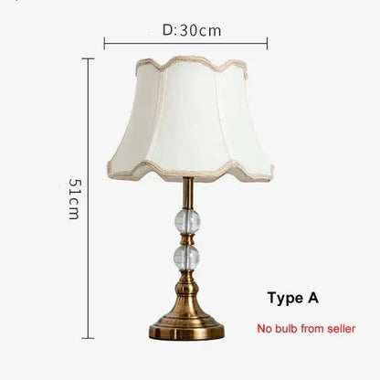 Modern European Style Desk Lamp - Imitation Copper Crystal Bedside Light