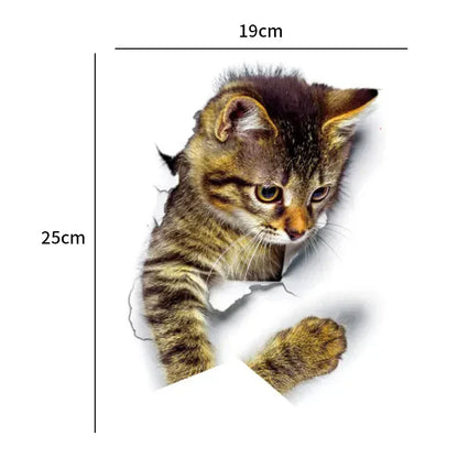 Whimsical Cat Illusion Toilet Lid Sticker