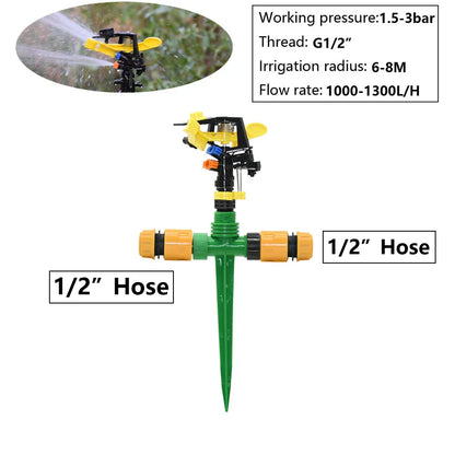 360° Garden Sprinkler with 1/2" Outer Thread | Coverage Area 5–12 m