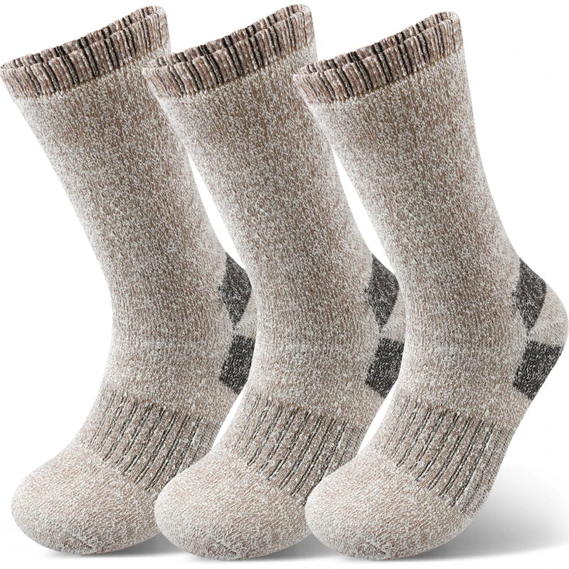Men's Thermal Winter Socks - 3 Pairs, Thick Warm Wool, Mid-Length for Skiing & Outdoor Use