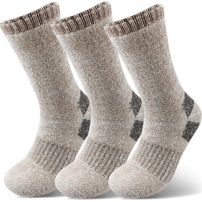 Men's Thermal Winter Socks - 3 Pairs, Thick Warm Wool, Mid-Length for Skiing & Outdoor Use