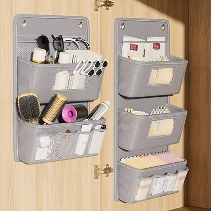 Wall Organizer Fabric with Window and Hooks - Multiple Compartments