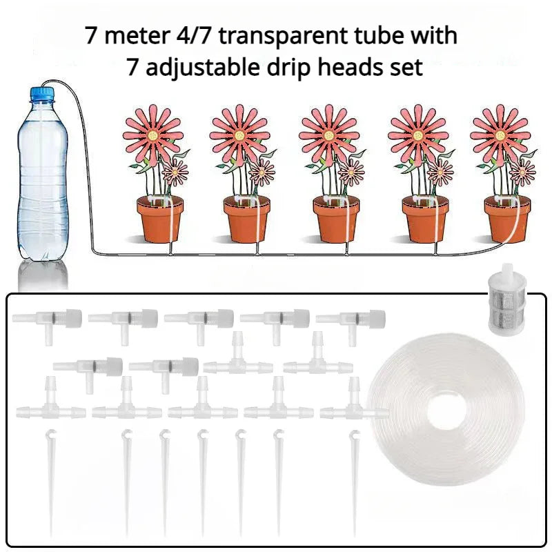 Automatic Irrigation System with Adjustable Drip Watering for Balcony and Potted Plants