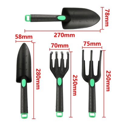 3-Piece Mini Garden Tool Set with Wooden Handles | Trowel and Rake | Perfect for Potted Plants