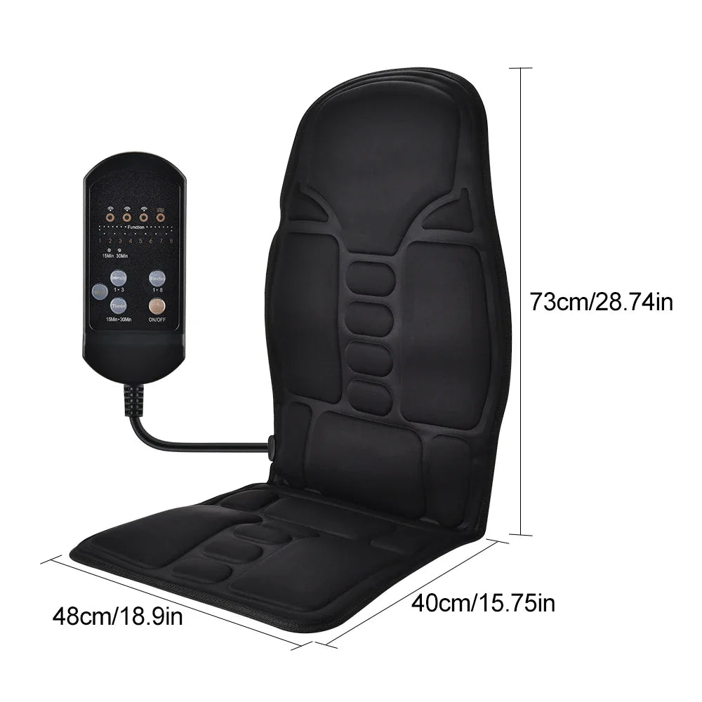 Vibration Massage Cushion for Full Body with Heat – 7 Motors, 8 Modes, 3 Intensities, Home/Car Adapters