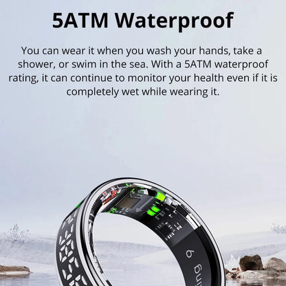 Fitness Tracker Ring with OLED Screen | Monitors Heart Rate, SpO₂, Sleep, Stress, Activity, 5ATM Waterproof, Wireless Charging