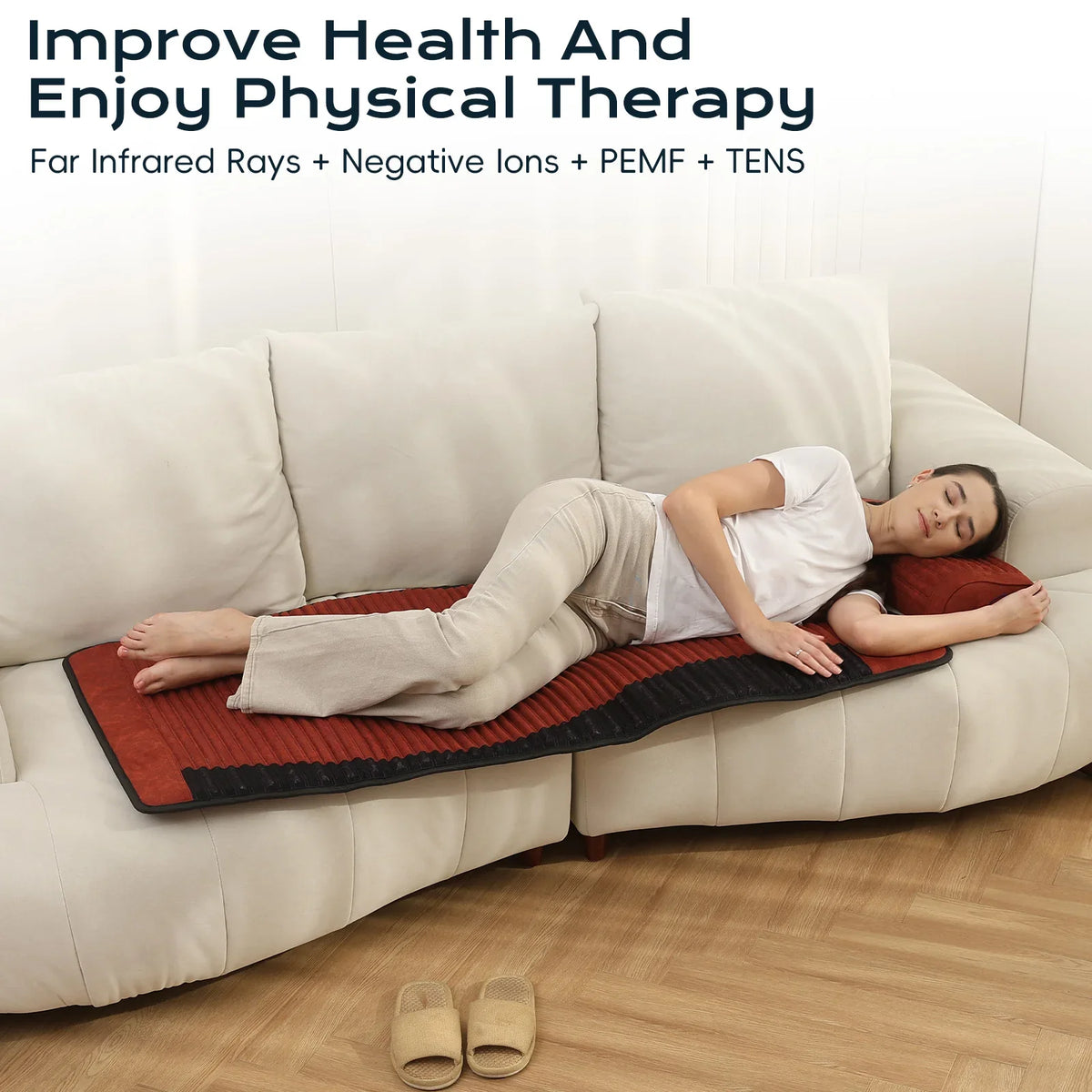 Infrared Heating Mat for Full Body 26 x 59 in | Amethyst, Jade & Tourmaline Crystals, 85–159°F, 3–64Hz