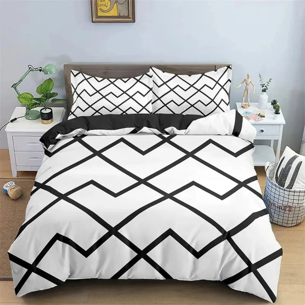 Bedding Set with Bold Geometric Design for a Modern Look