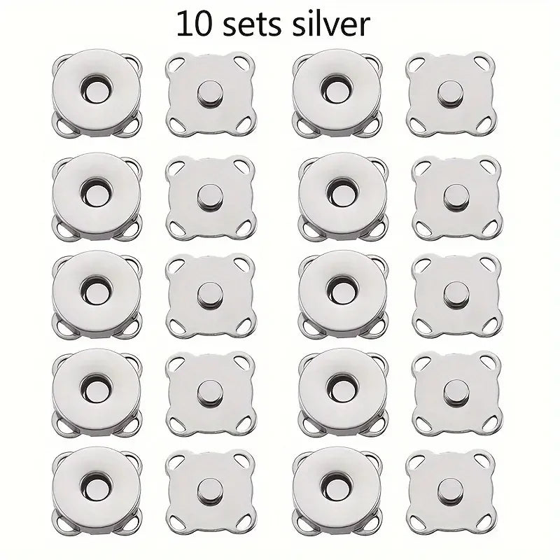 Magnetic Snap Button Set 1.4 cm | Metal Flower Design | 10 Pack for Sewing