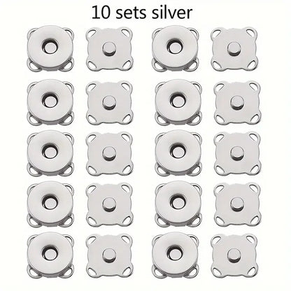 Magnetic Snap Button Set 1.4 cm | Metal Flower Design | 10 Pack for Sewing