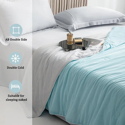 Cooling Blanket for Summer — Lightweight Ice Silk Comforter, Twin/King Size