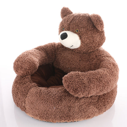 Plush Bear-Shaped Winter Dog Bed – Last Day Discount