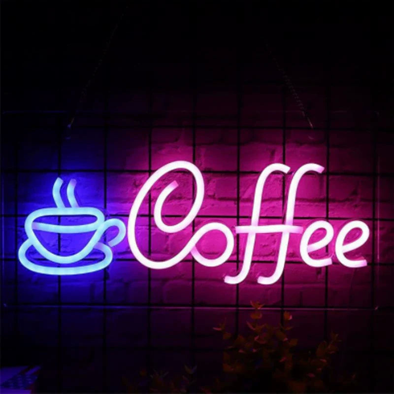 Neon Coffee Shop Backboard Sign