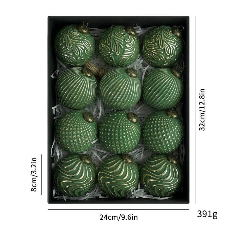 Set of Vintage Christmas Bauble Ornaments for Decoration