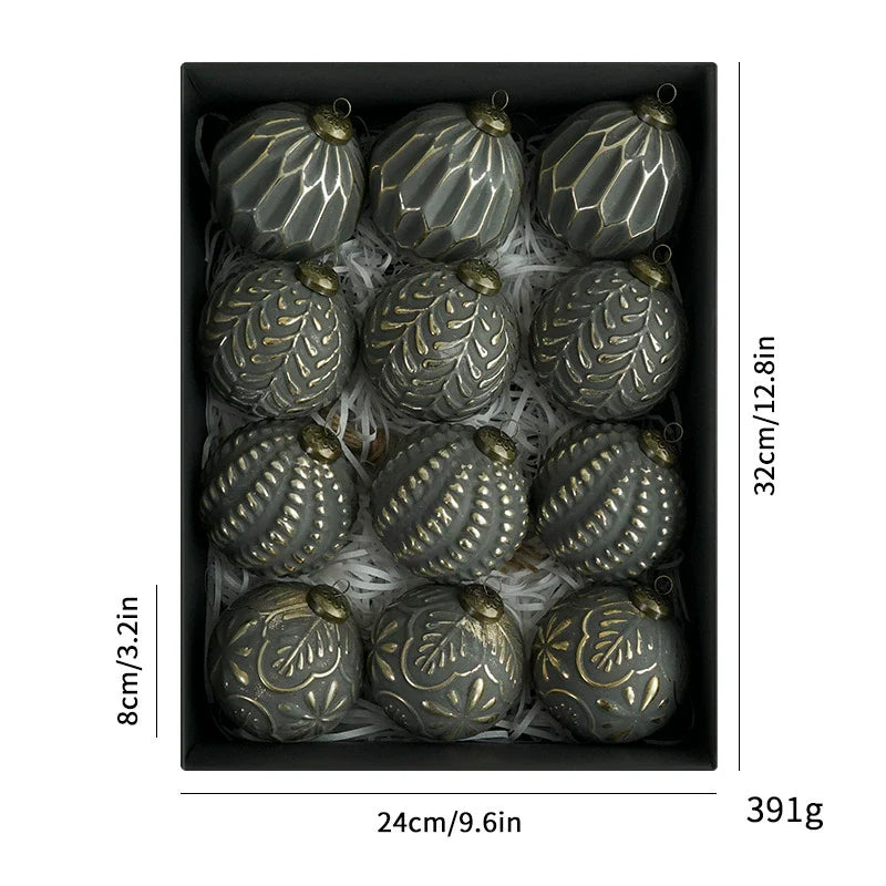 Set of Vintage Christmas Bauble Ornaments for Decoration