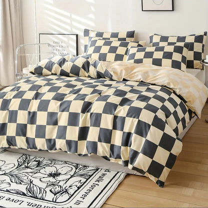 3-Piece Modern Checkered Bedding Set – Stylish Bed Linens