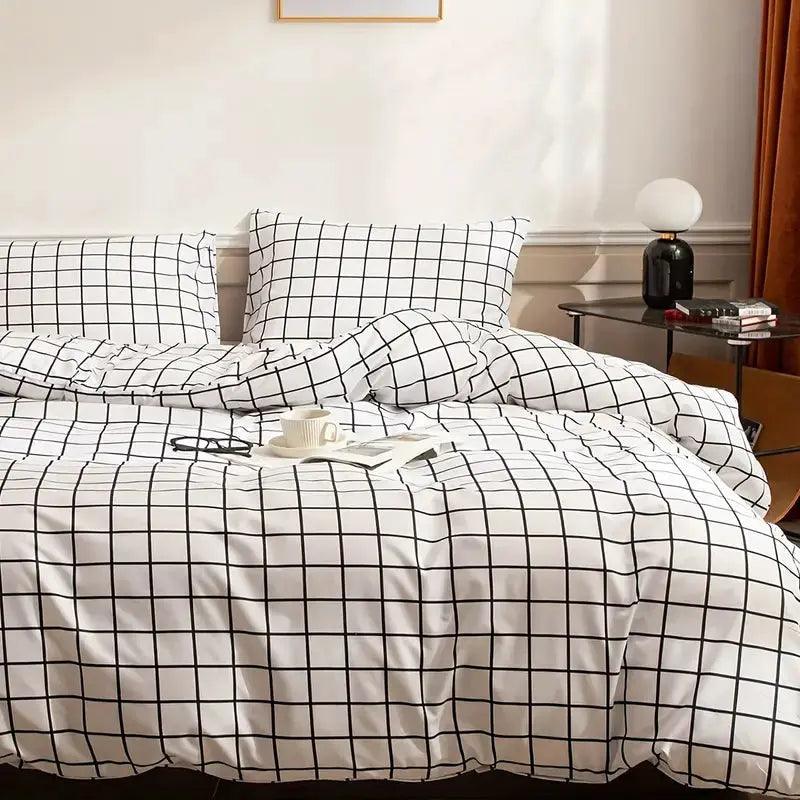 Checkered Pattern Bedding Set – Comfortable and Breathable