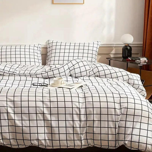 Checkered Pattern Bedding Set – Comfortable and Breathable