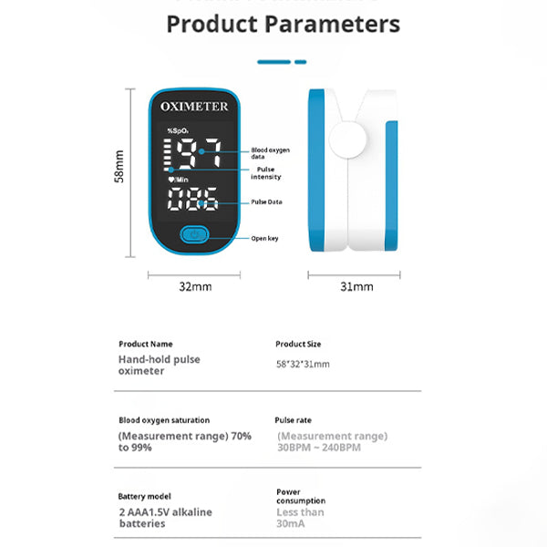 Portable Pulse Oximeter for Measuring Oxygen Levels (SpO₂) & Heart Rate