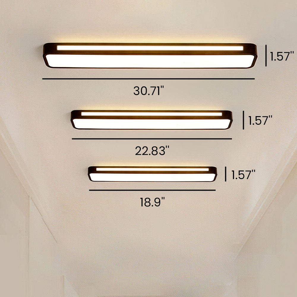 Linear Minimalist LED Ceiling Light in Iron with Acrylic Shade