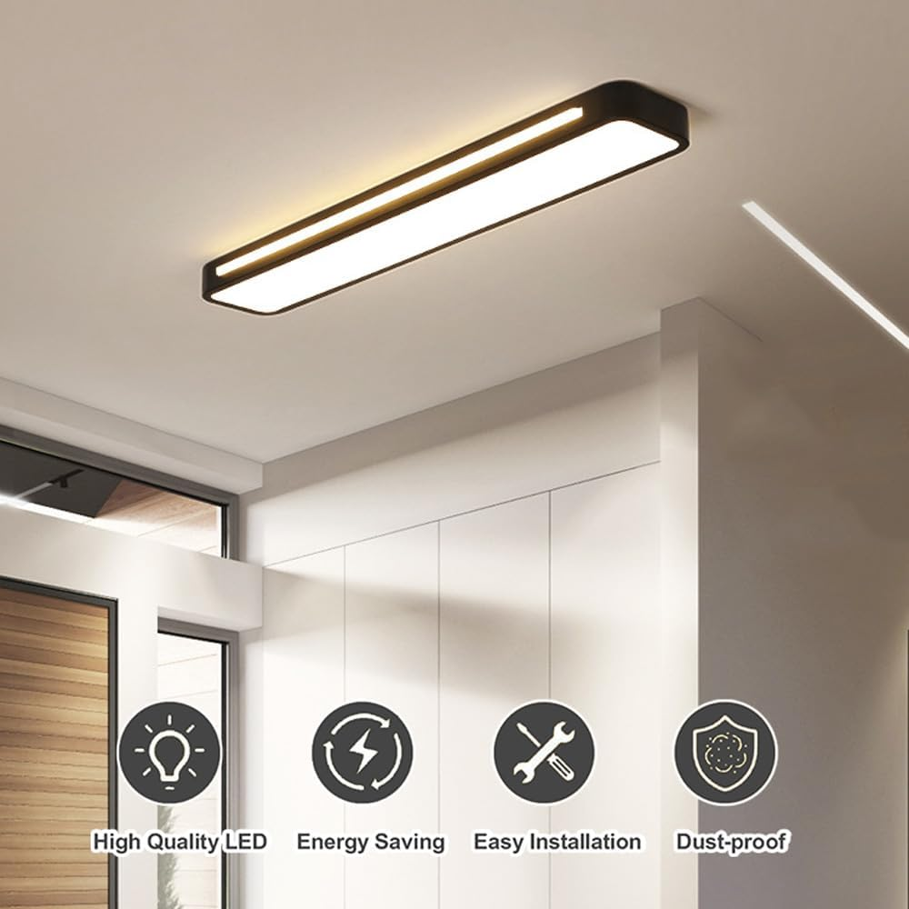 Linear Minimalist LED Ceiling Light in Iron with Acrylic Shade