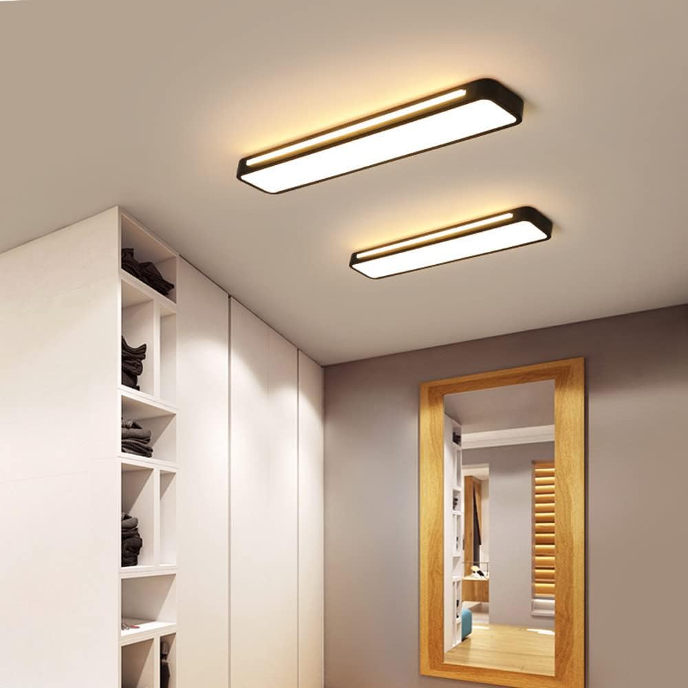 Linear Minimalist LED Ceiling Light in Iron with Acrylic Shade