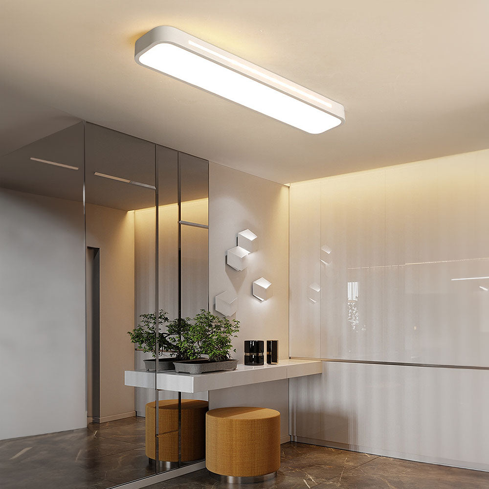 Linear Minimalist LED Ceiling Light in Iron with Acrylic Shade