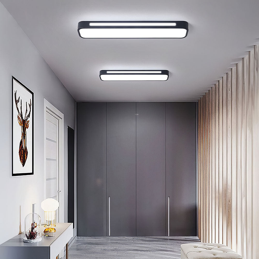 Linear Minimalist LED Ceiling Light in Iron with Acrylic Shade