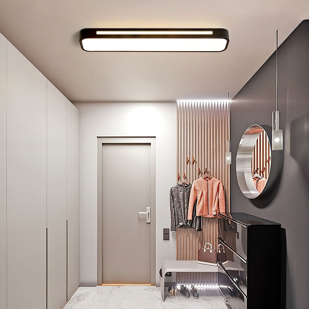 Linear Minimalist LED Ceiling Light in Iron with Acrylic Shade