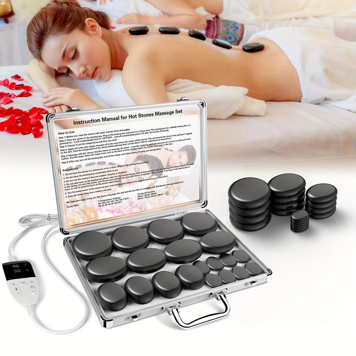 Massage Stone with Integrated Heater – Basalt Heating Element