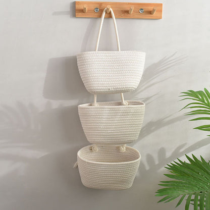 Cotton Wall Shelf Organizer - 3-Tier, Space-Saving, Cream Beige