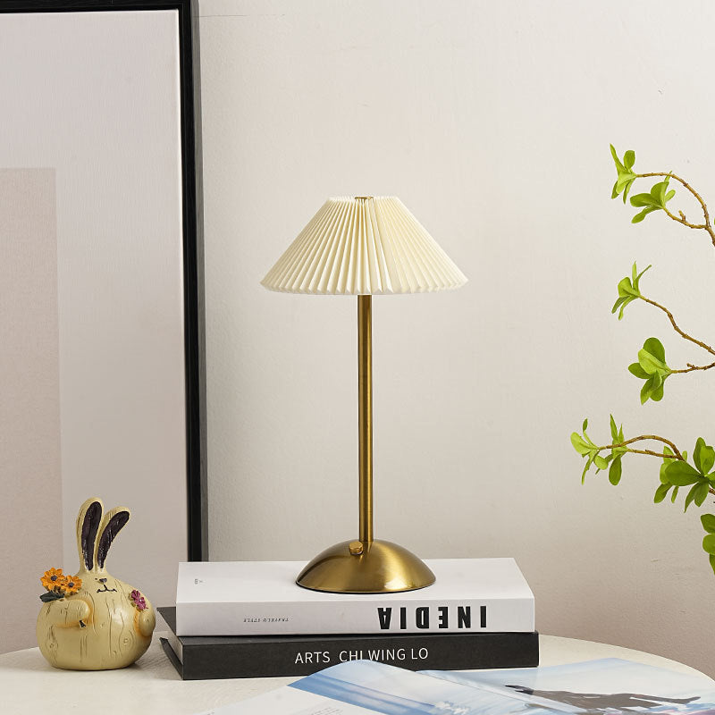 Fabric Table Lamp with Brass Cone Shade