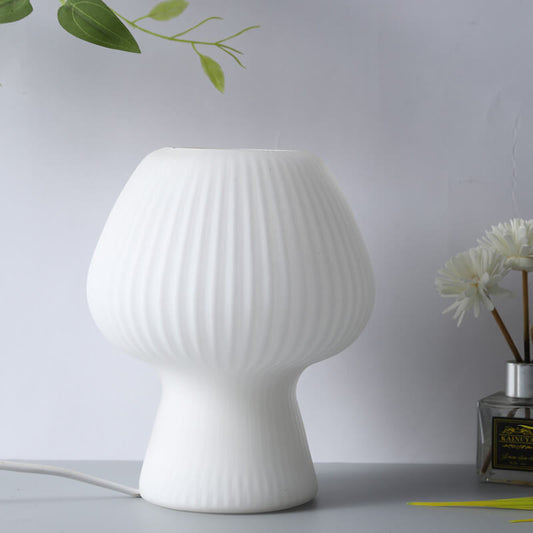 Sturdy Glass Table Lamp with Minimalist Mushroom Design for Bedside