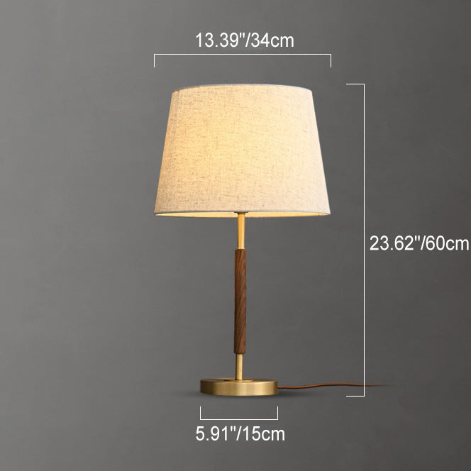 Elegant Brass Fabric Cylinder Table Lamp - Single Light for Home Decor