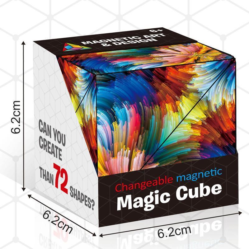 Transformable Magnetic Puzzle Cube with Interchangeable Pieces