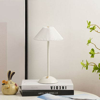 Fabric Table Lamp with Brass Cone Shade