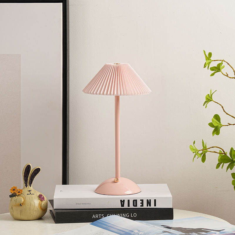 Fabric Table Lamp with Brass Cone Shade