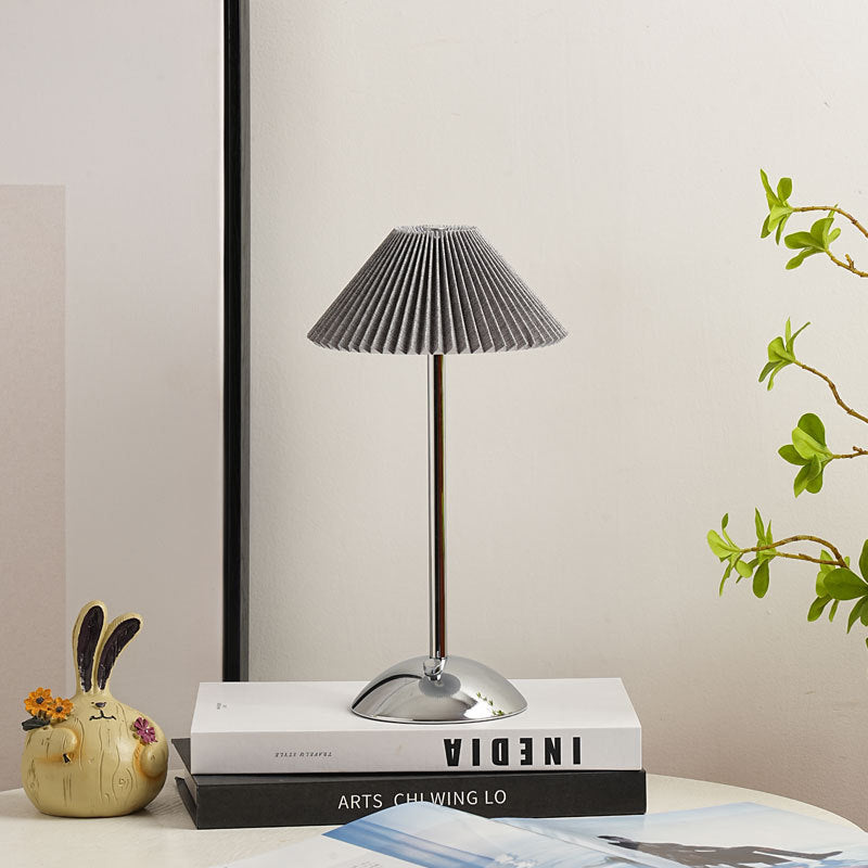 Fabric Table Lamp with Brass Cone Shade