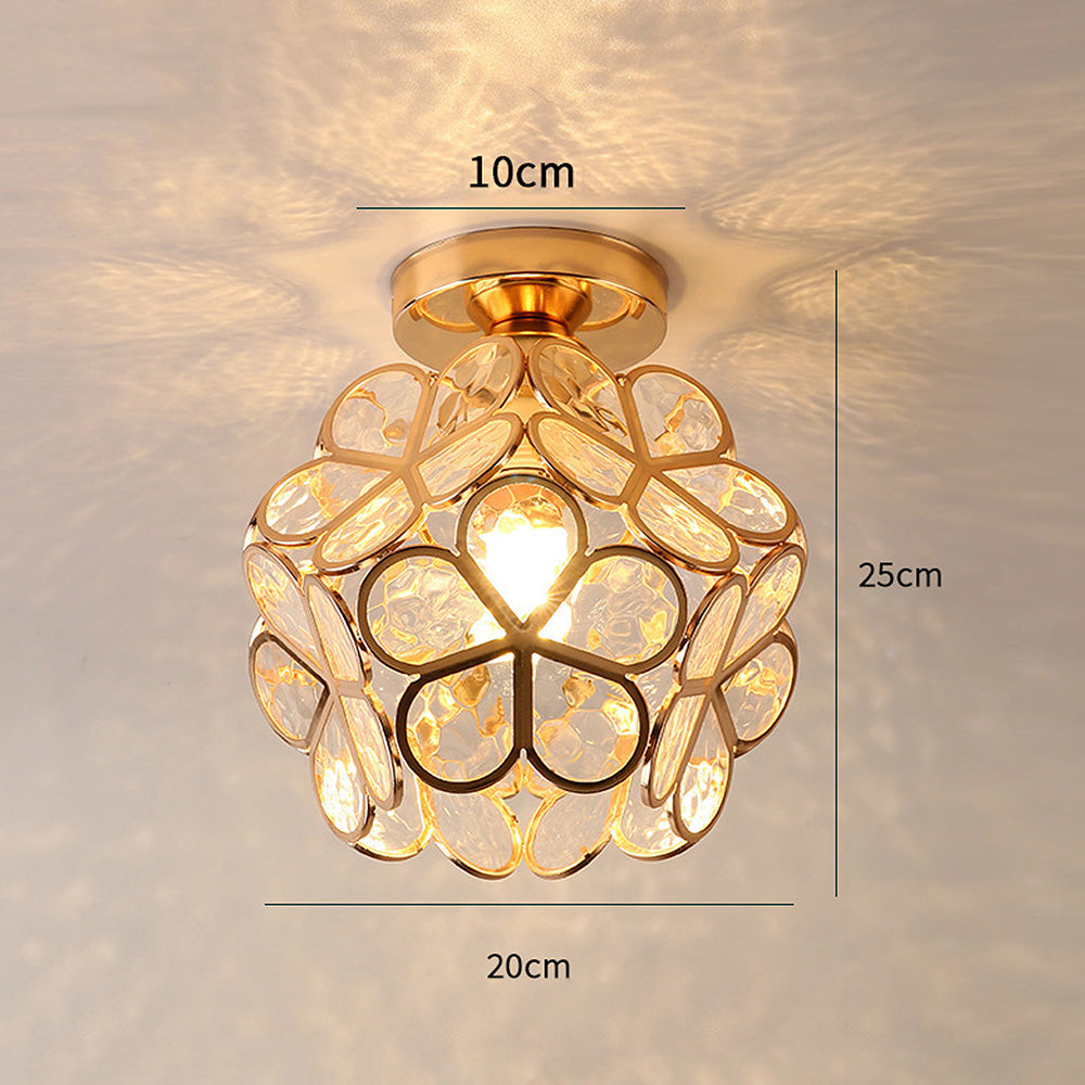 Floral Patterned Glass Ceiling Light Fixture