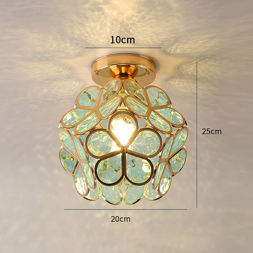 Floral Patterned Glass Ceiling Light Fixture
