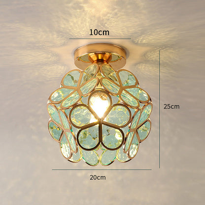 Floral Patterned Glass Ceiling Light Fixture