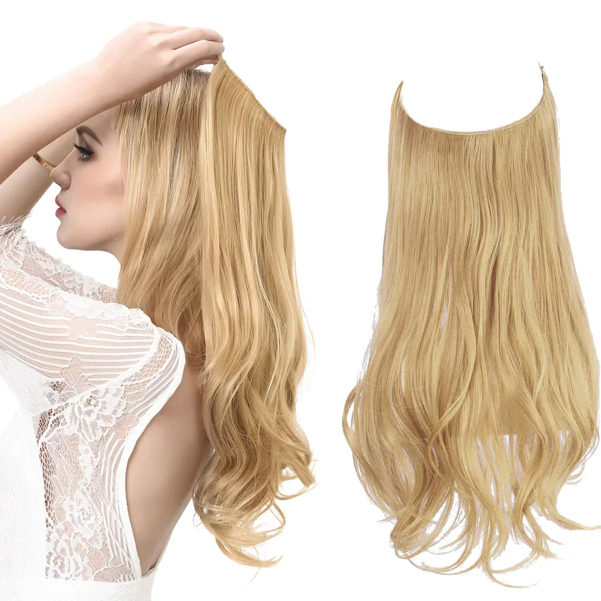 Real Hair Extensions for Natural Wavy Volume in Blonde