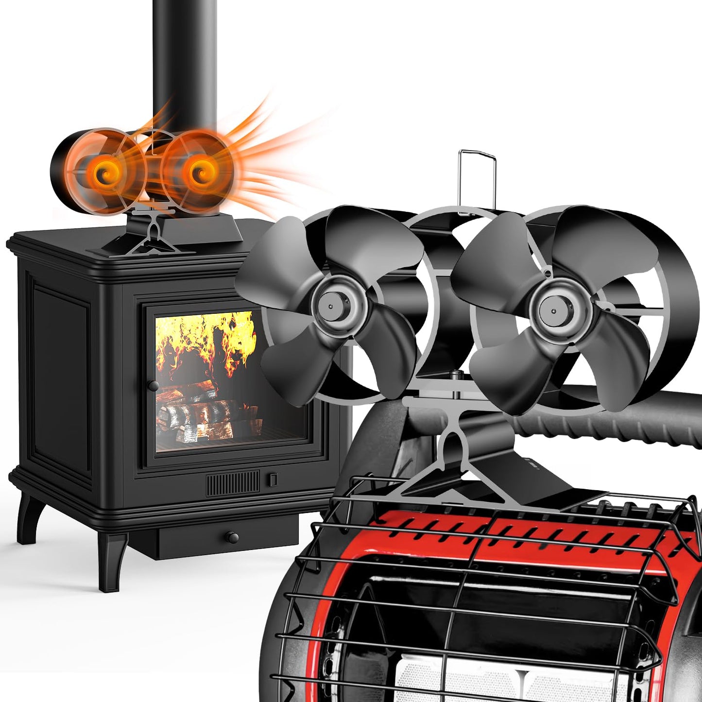 Efficient 4-Blade Fireplace Air Circulator for Wood Stoves