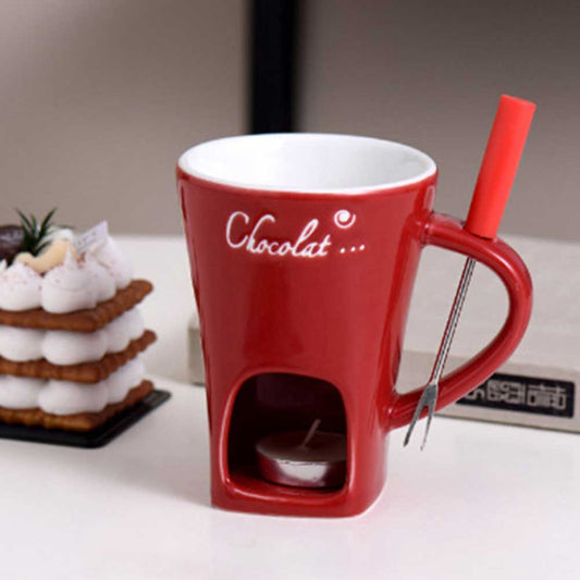Elegant Ceramic Chocolate Fondue Set for Cozy Moments